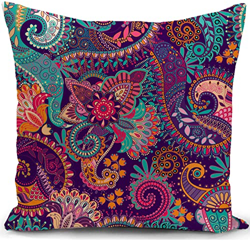 Kissenbezug Boho lila Kissen Hippie deko Geschenke für sofakissen kissenbezüge pfauenfedern dekokissen couchkissen kissenhülle Sofa Schlafzimmer Wohnzimmer Zimmer zierkissen 40X40 cm