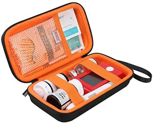 BOVKE Diabetic Supplies Travel Case, Storage Carrying Bag for Diabetes Testing Kit, Blood Glucose Monitor Meters, Test Strips, Medication, Lancets, Needles, Syringes and Other Diabetic Supplies, Black