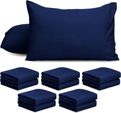 AMEHA 10 Pack Pillowcases (Pillows Not Included) – Super Soft Brushed Microfiber Standard Size Navy Pillow Cases | Hotel Quality Pillow Covers, (50 X 75 cm)