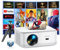 Vidéoprojecteur, Focus Électrique 16000 Lumens WiFi Bluetooth Video Projecteur 4K Supporté, TOPTRO 1080P Full HD Rétroprojecteur portable avec Android TV Intégré, 4P Correction, 50% Zoom(avec Trépied)