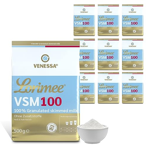 Venessa VSM 100 Lorimee 10 x 500g Magermilchpulver Granulat Hochwertiges Skimmed Milk Pulver zur Verfeinerung von Milchkaffee, alle Vending geeignet
