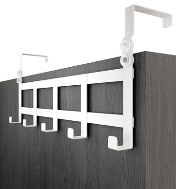 Menz Over Door Hanger – White Coat Hanger for Door Depth 4.1 cm (1.6) & 4.6 cm (1.8), Coat Hooks – Sturdy Hangers for Clothes Türhakenleiste Budget Weiß austauschbar 41_46mm UK