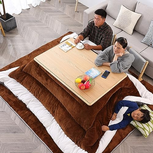 Chauffante Kotatsu en Chêne Style Japonais - Table Basse Tatami Domestique Pour Nécessités d'Hiver (Color : Brown, S : 80x80x45cm)