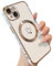 ZTOFERA Magnetic Case for iPhone 15 Plus (6.7) Compatible with MagSafe, Flexible Soft Silicone Protective Phone Case with Cute Love Heart Pattern Golden Rim Shockproof Bumper Cover, White