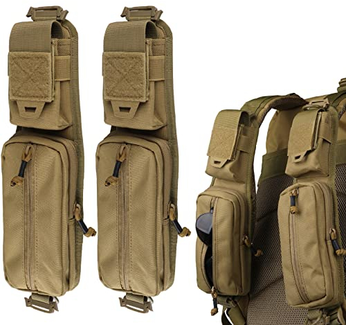 WYNEX Molle Zubehör Tasche mit Reißverschlusstasche, Rucksack Riemen Tasche Schultergurt Molle Befestigung Taktische Zubehör Tasche Schulter Starps Reißverschlusstasche zusätzliche Handy-Halter