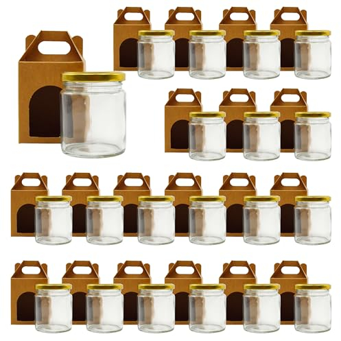 Espirito Rebelde 20 Pots en Verre Vides avec Couvercle 250 ml + Boîte | Confitures, Conserves, Miel | Souvenirs de Mariage