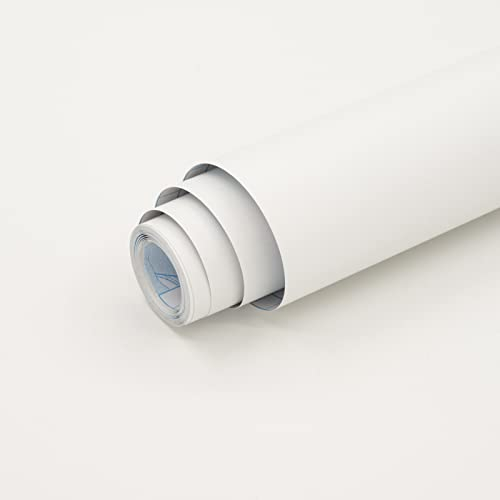 Hode Papier Adhesif pour Meuble Blanc Mat 60 x 300 cm, Rouleau Film Autocollant Vinyle Adhesif Meuble, Papier Collant Revetement pour deco Cuisine Comptoirs Armoires