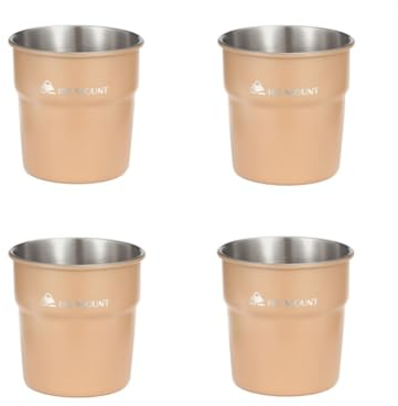 Starnearby Lot de 4 Gobelets en Acier Inoxydable 300 ml Tasse de Camping Inox, Gobelet Bière Empilable, Verre à Shot en Metal, Gobelet de Camping Incassable, Tasse à Café/Thé/Verres à Bière