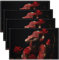 Set Von 4 Kinder Jungen Schlange 45Bx30L Platzmatten Rote Schlange Tischsets Für Erwachsene Teens 3D Reptil Tischmatten Rosa Rose Floral wasserdichte Tischsets Für Esstisch,Hitzebeständig