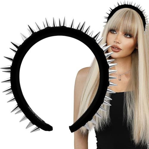 Schwarzes Nieten-Stirnband, Nieten-Stirnbänder für Damen, Haar-Accessoires, Gothic-Haar-Accessoires, Halloween-Nieten-Stirnbänder für Damen, modisch, Punk-Mädchen