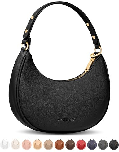 Borsa a mezzaluna da donna - Borsa a mezzaluna in ecopelle con antifurto RFID e tracolla regolabile - Borsa a luna con cerniere dorate e clip anti-borseggio - Borsa a forma di luna per tutti i giorni