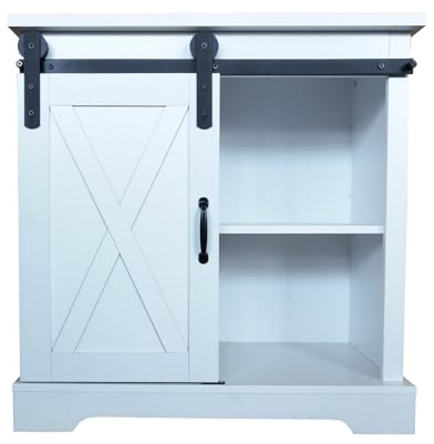 HTI living Kommode mit Schiebetür Thekla Landhaus Weiß Sideboard Buffetschrank
