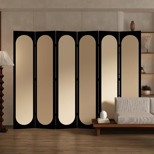 Elitix Retractable Privacy Screen for Apartment Patio Deck Railing Backyard, Pergola Folding Divider/Fence Separation, 3 4 5 6 Panel Decorative Divider(180x240cm)