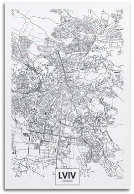 Stadtkarten-Poster, Lemberg, Ukraine, Poster, dekoratives Gemälde, Leinwand, Wandposter und Kunstdruck, moderne Familienschlafzimmer-Dekoration, Poster, 30 x 45 cm