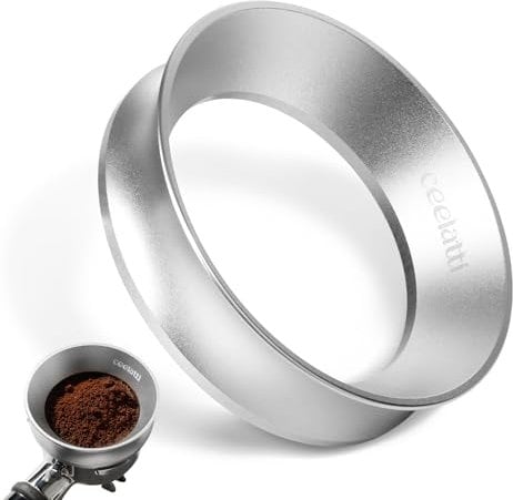 ceelatti Kaffee Dosierring 58mm, Espresso Dosing Funnel mit 8 Starken Magnetisch, Espresso Siebträger Trichter Kompatibel mit 58mm Siebträger für Barista Zubehör Kaffeemaschine, Silber