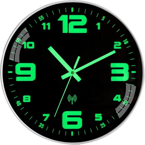 NESIFEE Funkuhr Wand Wanduhr Funk lautlos Leuchtend im Dunkeln funkwanduhr wanduhr Ohne Tickgeräusche geräuschlos Groß Modern Einfach zu Lesen für Zimmer Zuhause KüChe Schlafzimmer Büro Schule