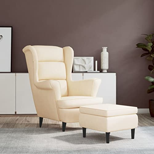 IKAYAA Ohrensessel mit Hocker Sessel mit Fußhocker Schlafzimmer Relaxsessel Fernsehsessel Loungesessel Wohnzimmerstuhl Fußstütze