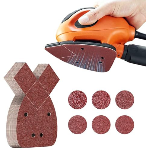 30 Pcs Mouse Sander Pads, Mouse Sanding Pads with Extra 2 Tips Detail Sander Pads, Mouse Sander Pads Compatible with Black and Decker Palm, 40/60/80/120/180/240 Grit