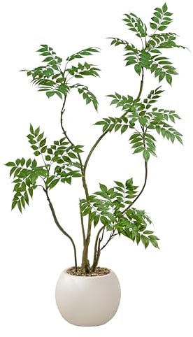 TXABL Albero artificiale Mahonia Fortunei alto 150 cm Pianta finta Pianta artificiale per interni Sumac Tree Piante finte Decorazione dell'albero con vasi per casa, ufficio, bagno, camera da letto