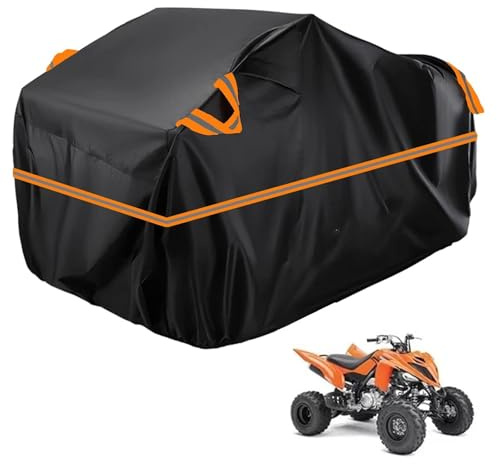210D Allwetter Quad Garage kompatibel mit Yamaha Raptor 700 2006-2026,Quad abdeckplane,Regen,Winddicht,Schnee staubdicht,abdeckplane (Black orange)