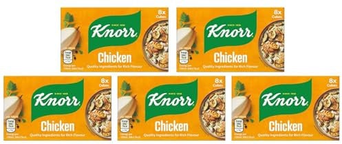 Knorr Chicken Stock Cubes 80g (10g X 8 Cubes) | PACK OF 5 | Quality Ingredients for Rich Flavour | Gluten Free | No Artificial Colours & Preservatives.