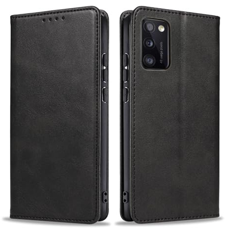LBH Handyhülle Smartphone-Hülle für Samsung Galaxy A41 Klapphülle Magnetverschluss Kartenfächer Geldfach Standfunktion Case Etui Rundumschutz Schutzhülle Schwarz