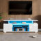 BTM Meuble TV Moderne Blanc avec Eclairage LED, Rangement Suffisant, 150x40x53 cm, Charge de 30kg, pour TV de 60 Pouces