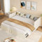 SHAODENG Ausziehbar Schlafcouch 90/180 x 200 cm, Polsterbett Gästebett Tagesbett für 2 Personen, Schlafsofa Doppelbett mit Lattenrosten und Rückenlehne, Beige, SamtStoff, Ohne Matratze
