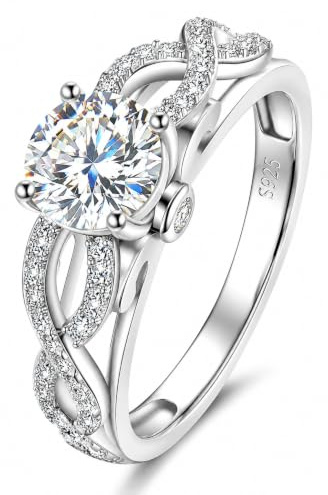 MYBELLNA 1 Karat Moissanit Ring für Damen Engagement Verlobungsring