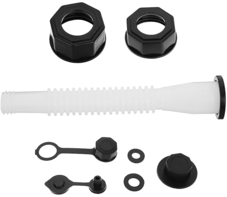 MAGICLULU Kit Bec Verseur Flexible Hexagonal pour Bidon Essence Blanc, Remplacement Étanche, Écrou Plastique Tuyau Carburant, Bouchon Tube Transvasement Huile, Accessoire Reservoir Diesel Atelier