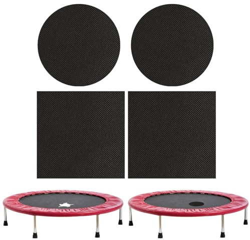 4 Stück Trampolin Reparaturset, Selbstklebende Nylon Reparatur Patches, Quadratische und Rund Trampolin Flicken, für Sprungtuch, Matten und Trampoline Netze, Zur Reparatur von Löchern und Rissen