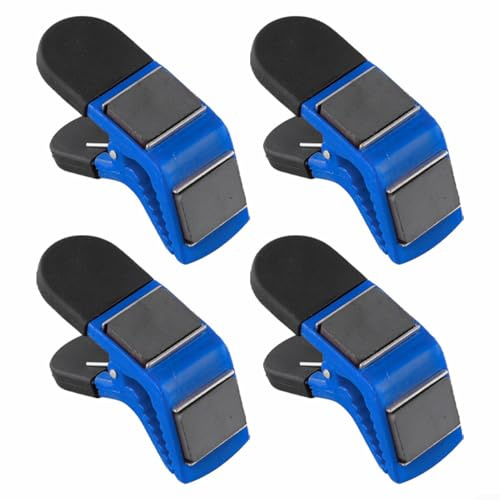 Gettimore 4 Pcs Magnetic Paint Brush Holder Clips Twin Magnets For Holding Brushes and Can Opener, For DIY Projects, Securing Tarps and Drop Cloths, Blue