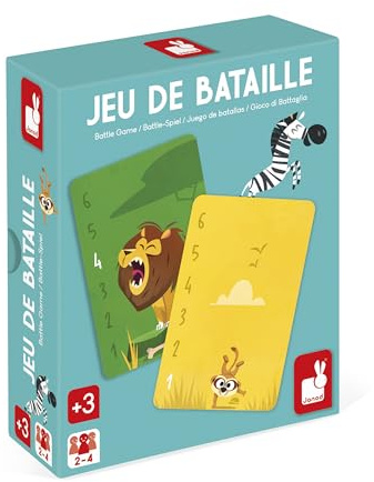 Janod – Kartenspiel „Bataille“ – 36 Karten zum Thema Tiere Afrikas – Kartenspiel „Bataille“ – Ab 3 Jahren