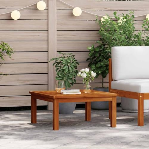 Runheo Garten-Beistelltisch 63x63x30 cm Akazie Massivholz, wetterfest, für Outdoor Patio Möbel Set, Balkon, Terrasse, Robustes Outdoor Möbelstück