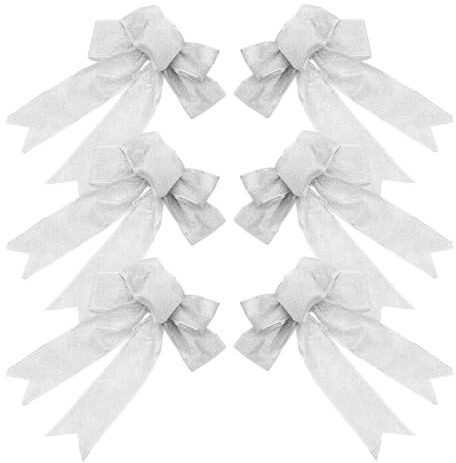 HAKIDZEL 6 Stück 23cm Weihnachtsbaumschmuck Schleifen mit Glitzer und Goldrand Dekorative Bastelschleifen für Kränze Hochzeits und Festtagsdekorationen Vielseitige Christbaumschleifen