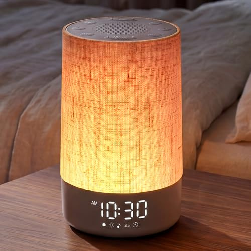 IKHDCYH Réveil Lumineux Simulateur d'Aube 2 Alarme 7 Couleurs Snooze Radio | Design fluorescent, 20 niveaux de luminosité, 7 bruits blancs, simulation crépuscule pour dormir, adapté pour chambre