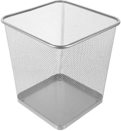Veemoon Poubelle Carrée en Métal Ajouré Noire, Corbeille à Papier Petite Taille pour Bureau et Chambre, Conteneur à Déchets Pratique et Léger pour Recyclage Domestique