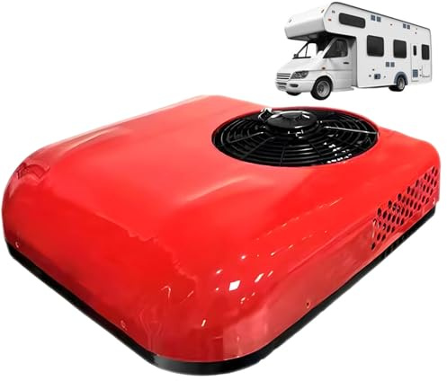 ExoticaBlend 850W Klimaanlage mit Heizfunktion – Universelle Dachklimaanlage mit Heizfunktion für Wohnmobile, geräuscharm, Heizung und Kühlung für Auto, LKW, Anhänger und Boot Red-12V