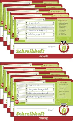 BRUNNEN Schreiblernheft | A5 quer für alle Ausgangsschriften, 16 Blatt (10 Stück, Schreibheft Lin. 0)