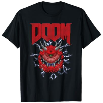 Doom Cacodemon with Lightning Distressed Video Game T-Shirt