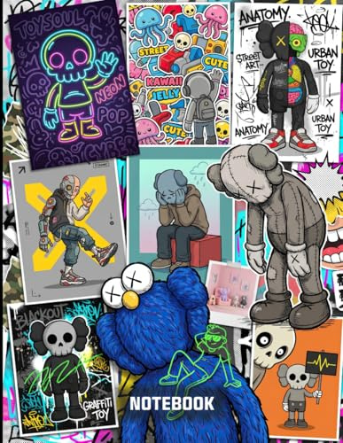 Graffiti Poster Style KAWS Variation Street Pop Art Inspired College Ruled Notebook: Street Art Style Notebook For Teens ( 8.5 x 11 inches) Blank Lined Notebook Journal- 120 Pages