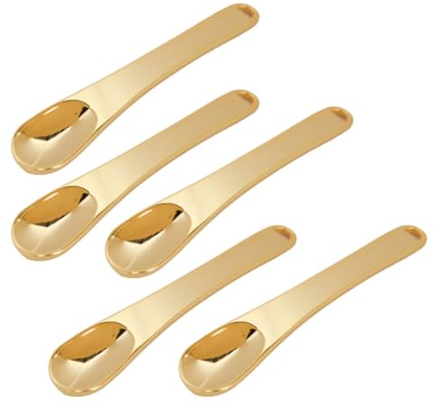 Zinklegierung Augencreme Löffel 5 Stück in Gold | Kompakt und Leicht zu Transportieren, zur Augenpflege, Massageanwendungen, für Schönheitsrituale