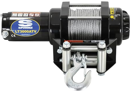 Superwinch 1130220 LT3000 12 V DC Seilwinde 3.000 lb/1361 kg Einzelschnurzug mit Rollenschnur, 1,9 cm x 15,2 m Stahldrahtseil, kabelgebundene Handfernbedienung