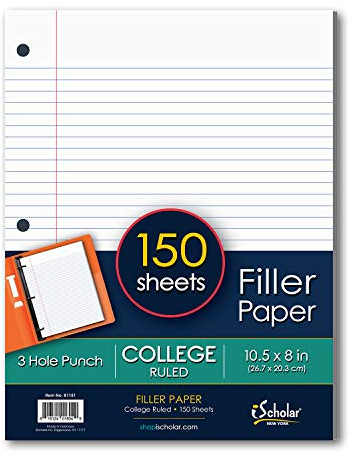 ischolar College liniert Filler Papier 150 Sheets weiß