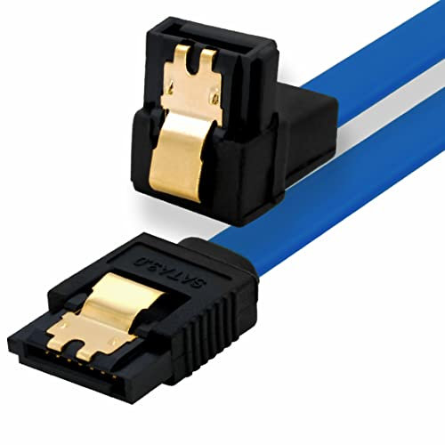 BIGtec 0,3m SATA Kabel S-ATA III Datenkabel Anschlusskabel blau Winkel HDD SSD 6GBit/s Stecker L-Type/L-Type 90° 30cm vergoldet gerade/gewinkelt serial ATA Verriegelung SATA-3