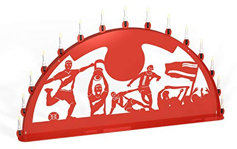 Colours-Manufaktur Schwibbogen Lichterbogen Metall - Motiv: Fußball Verein - Farbe: rot - wählbare Breite: XL = 1 Meter, XXL = 1,5 Meter und XXXL = 2 Meter - für Außen/Außenbereich (150 x 78 cm)