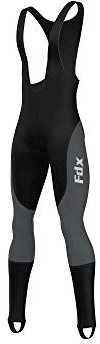 FDX, Salopette Termica Lunga per Ciclismo, da Uomo, con Pettorina, Imbottita per l’Inverno (Black & Grey, M)