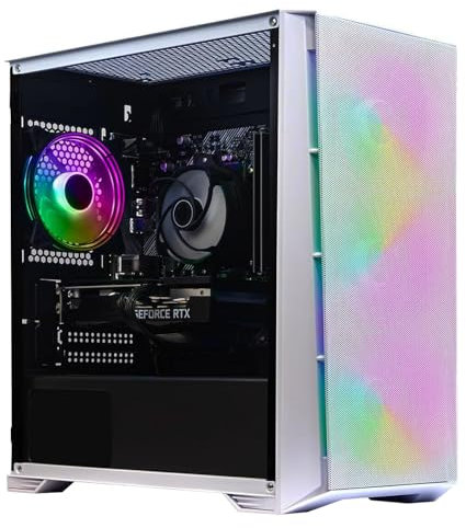 ADMI Gaming PC • AMD Ryzen 5 7500F • NVIDIA RTX 4060 8GB DDR6 • 16GB 3200MHz DDR4 • 1TB NVME SSD • 600W PSU Bronze Rated • X= Mesh White RGB Gaming Case • WiFi • Windows 11