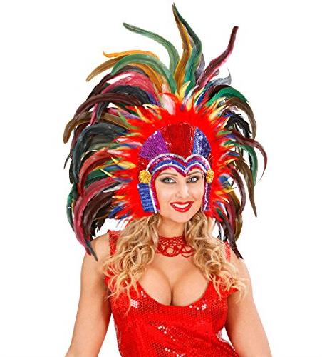 Brasilianischer Feder Kopfschmuck Rio Karneval Federkopfschmuck Samba Tänzerin Federkopfschmuck Drag Queen Travestie Federschmuck Showtanz Kopf Schmuck Haarschmuck Feder Kopfbedeckung Burlesque Mottoparty Accessoires Fasching Kostüm Zubehör