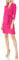 Star Vixen Women's Petite 3/4 Sleeve Faux Wrap Dress with Collar, Fuchsia, X-Large